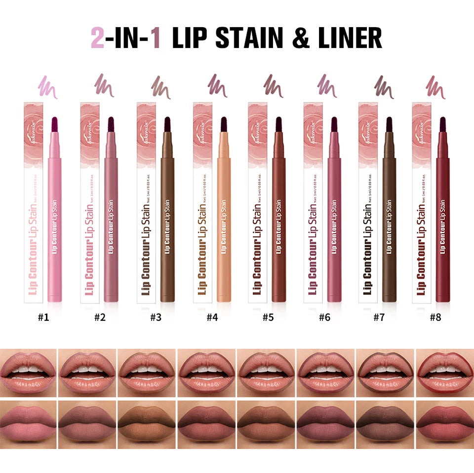 Dual-Ended Matte Lip Contour Stain and Liner Pencil