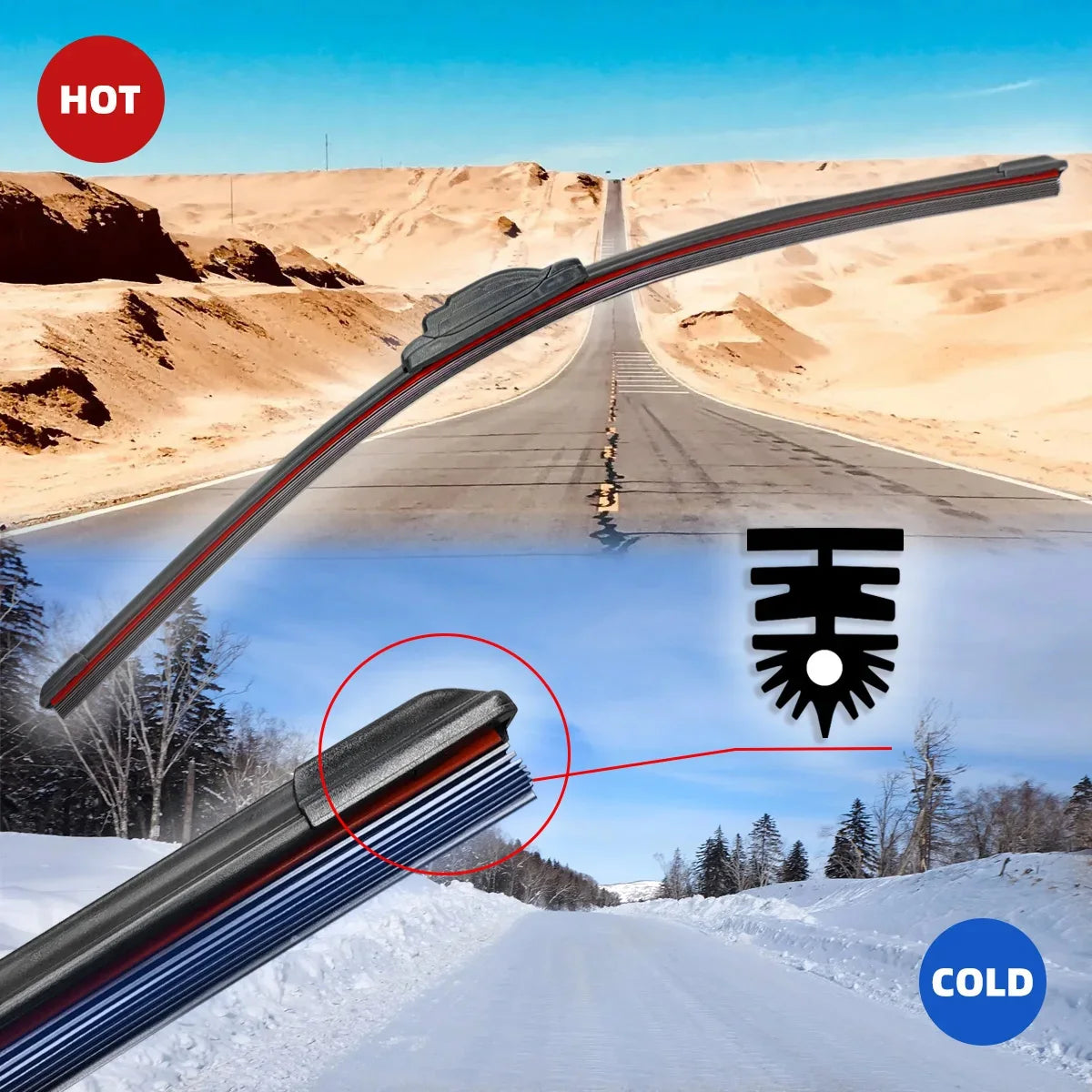 11-Layer Rubber Car Windshield Wiper Blade for 16mm Interface