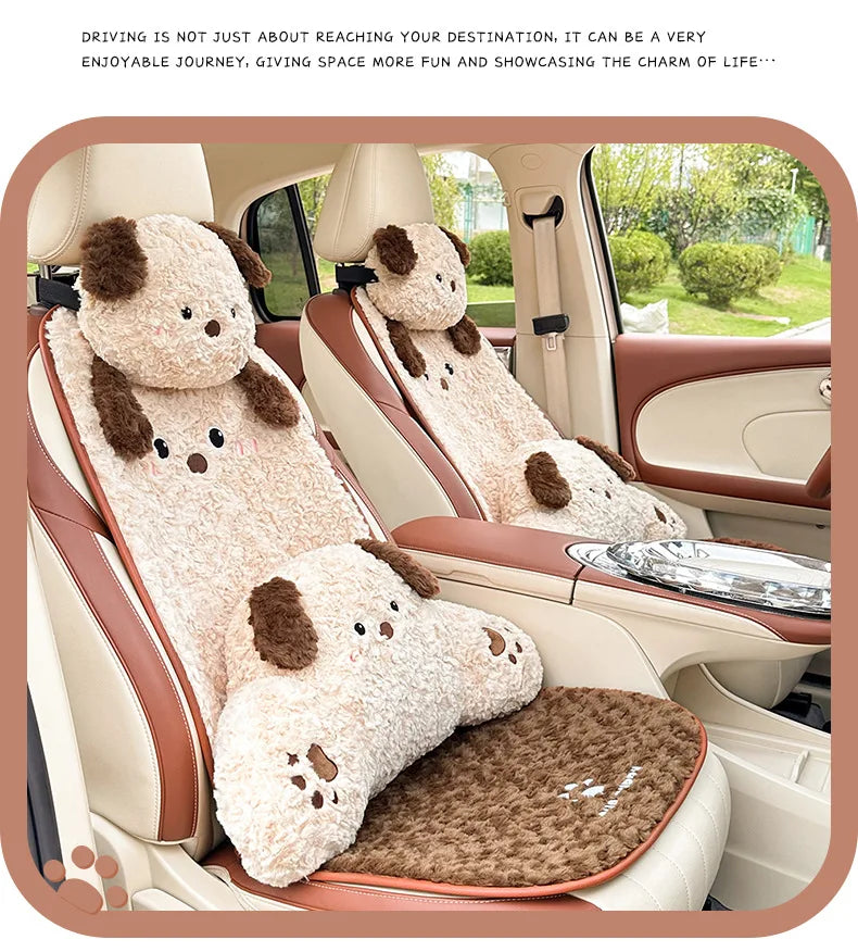 Cute Cartoon Animal Plush Car Seat Cushion and Pillow Set - 16