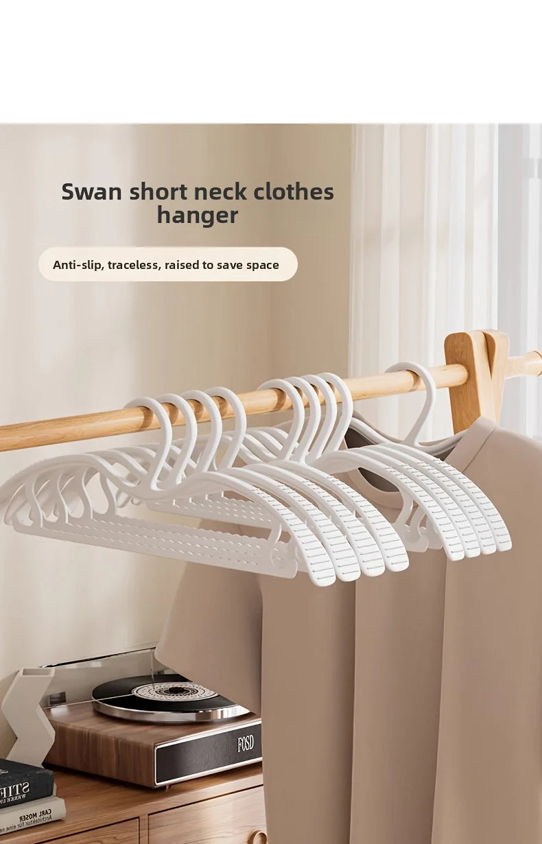 10 Pack Short Neck Clothes Hangers Space Saving Non Slip Coat Racks - 15