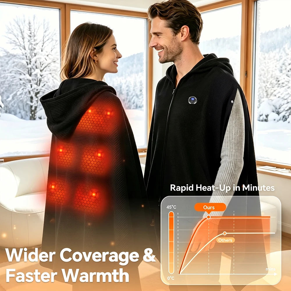 Wearable USB Graphene Heated Hooded Shawl - 5
