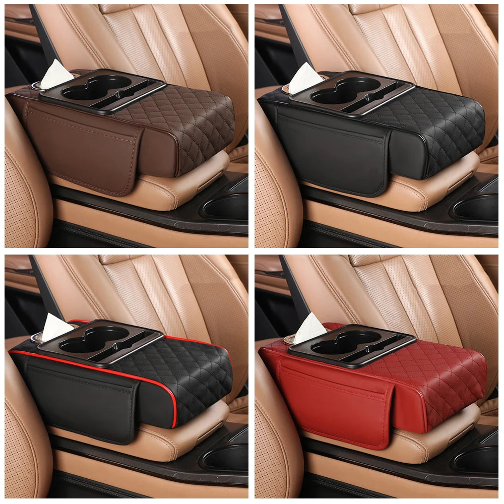 Multifunctional Car Armrest Organizer with Cup Holder and Storage - 1