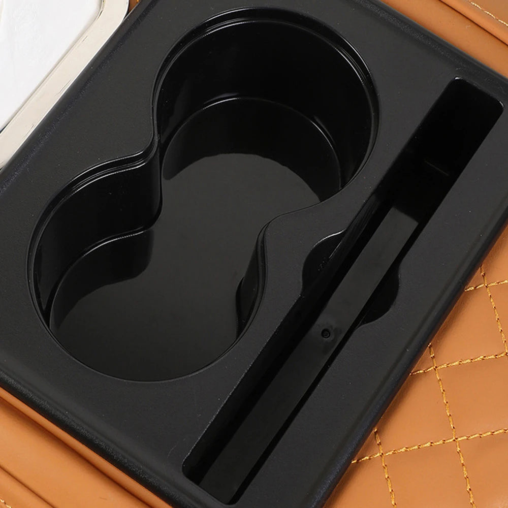 Multifunctional Car Armrest Storage Box with Tissue and Cup Holder