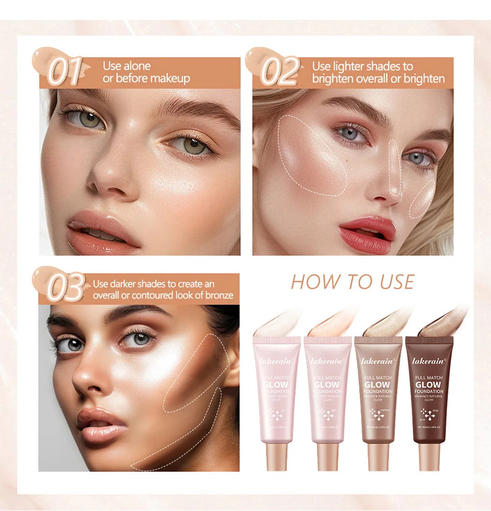 Liquid Glow Foundation and Highlighter Makeup Base - 12