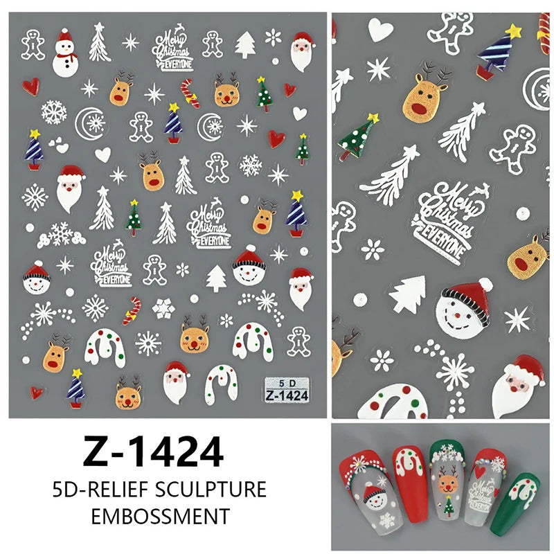 3D Christmas Cartoon Self-Adhesive Nail Art Decal Stickers - 64