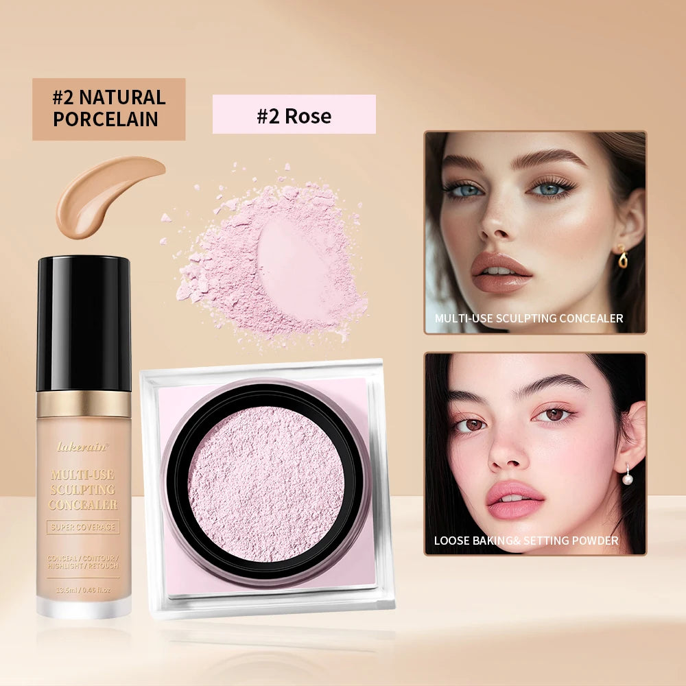 Face Makeup Concealer and Setting Powder Duo Set - 11