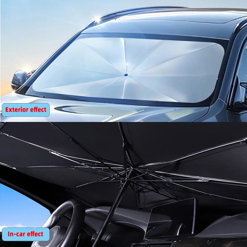 Foldable Car Windshield Sun Shade Umbrella for UV Protection - 2