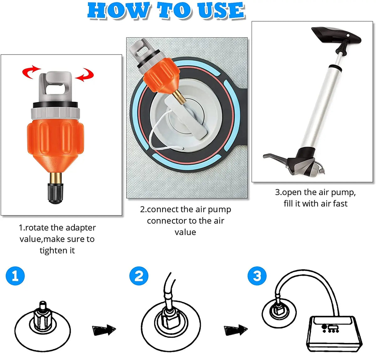 Universal Air Valve Adapter for SUP Boards and Inflatable Boats