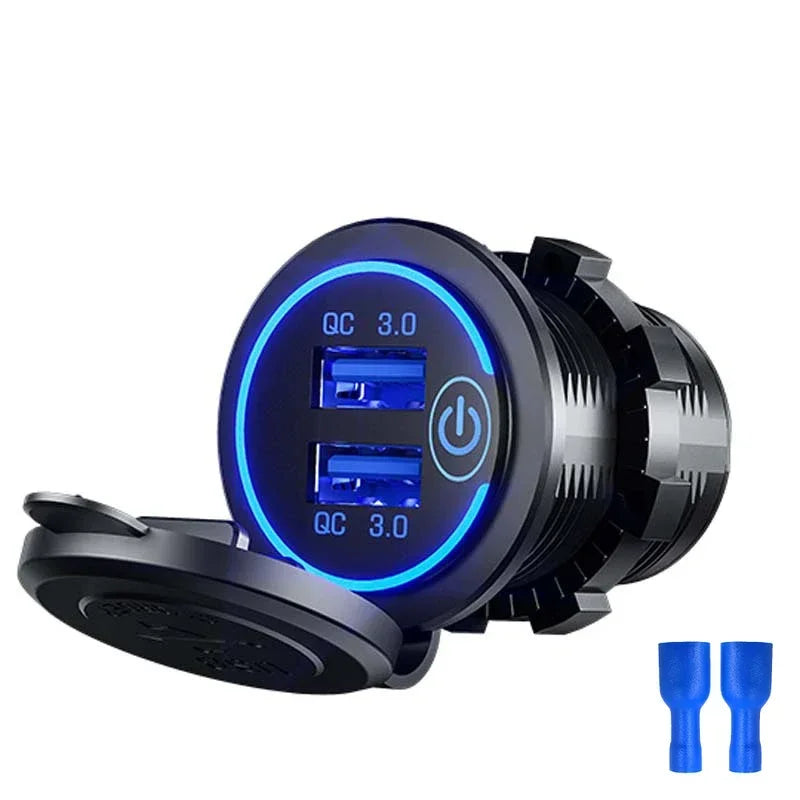 Dual USB Fast Car Charger Socket with Touch Switch - 16