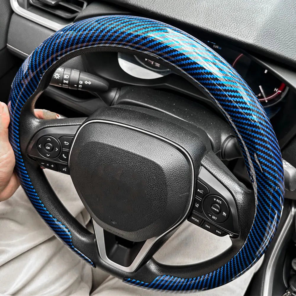 Universal Carbon Fiber Texture Car Steering Wheel Cover - 14