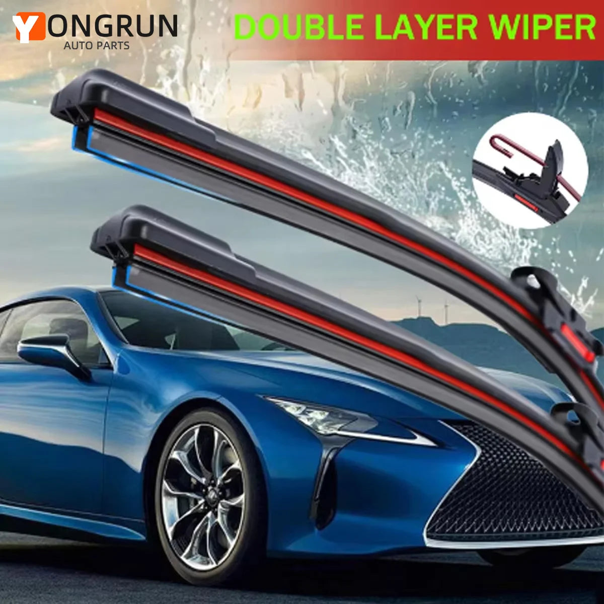 Universal Double Layer Rubber Windshield Wiper Blades - 1