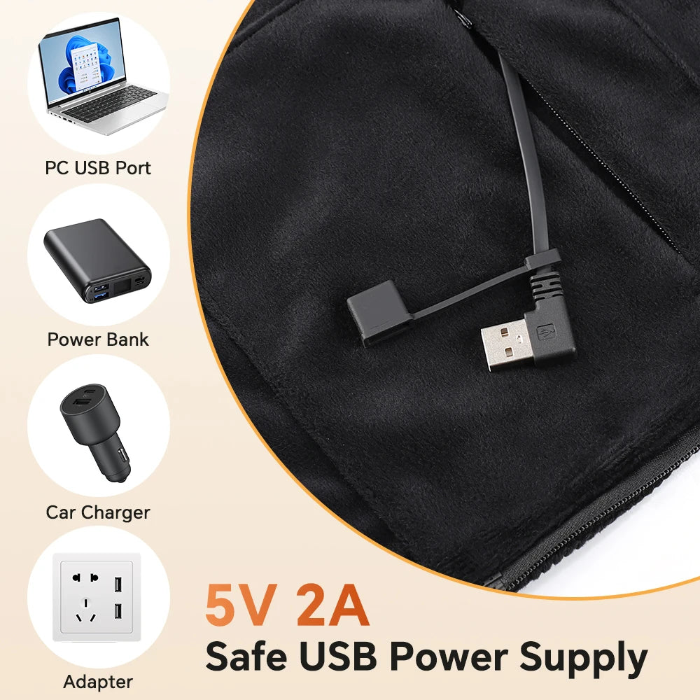 USB Heated Hooded Shawl Wearable Graphene Blanket