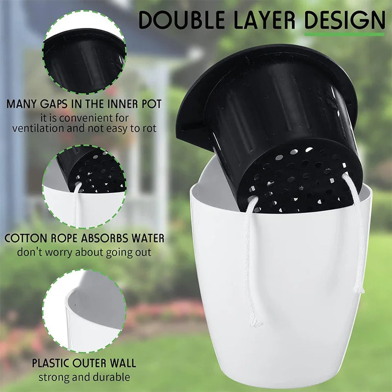 Self-Watering Hanging Wall Planter for Indoor Plants