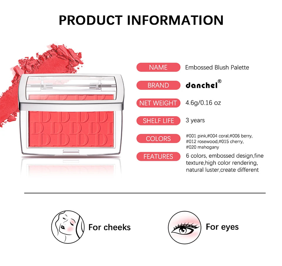 Matte Embossed Blush Palette with Professional Brush - 17