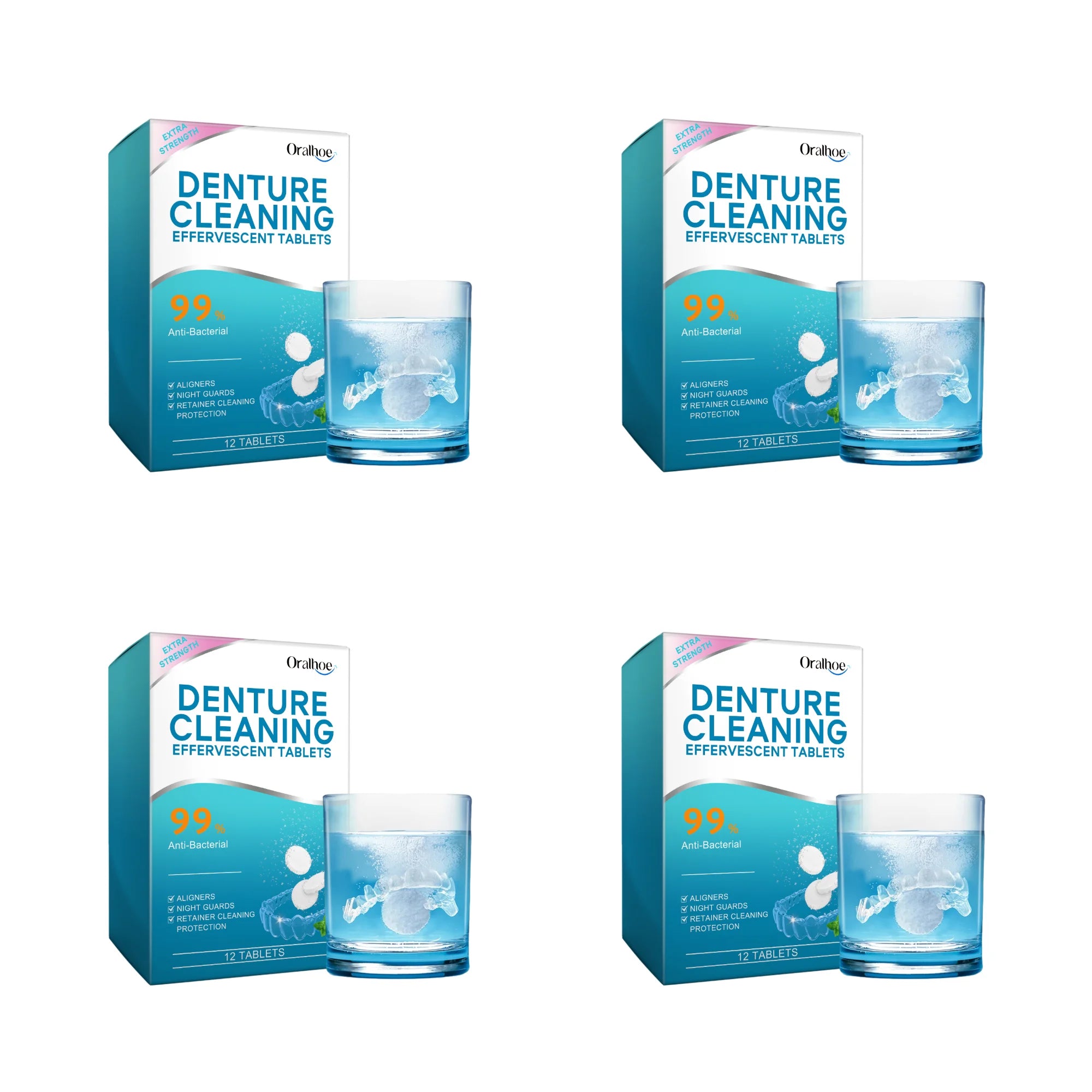 Effervescent Denture Cleaning Tablets for Fresh Breath - 15