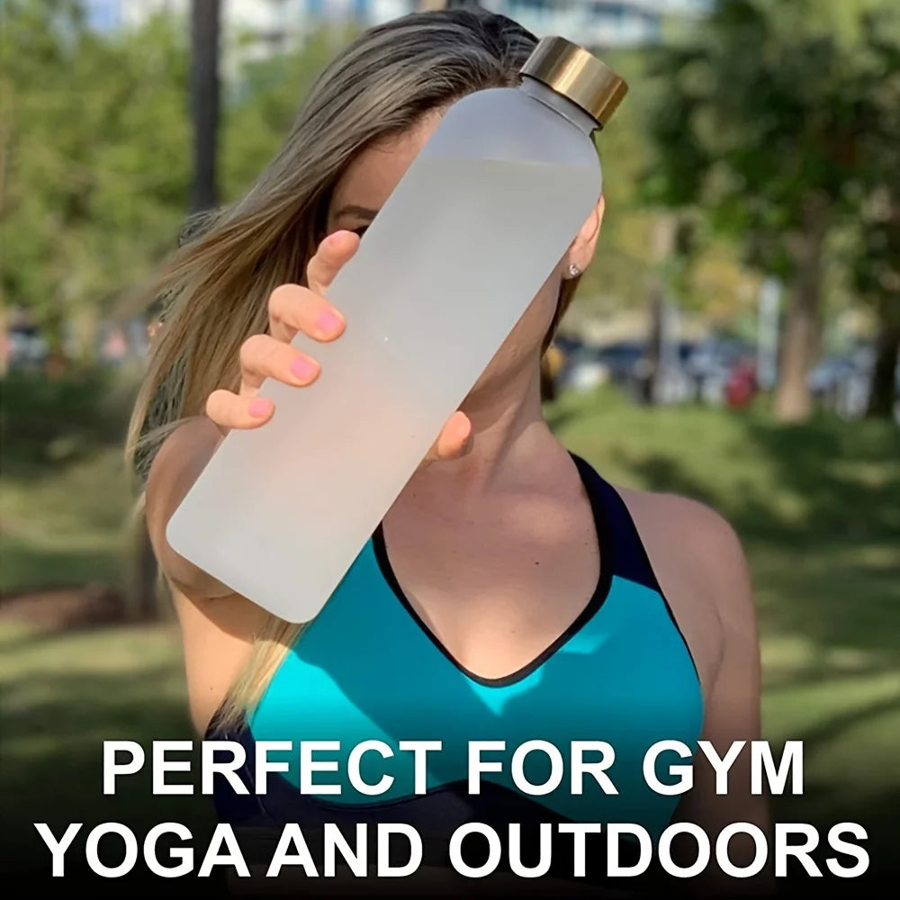 1L Motivational Water Bottle Leakproof Frosted Sport Hydration Flask - 2
