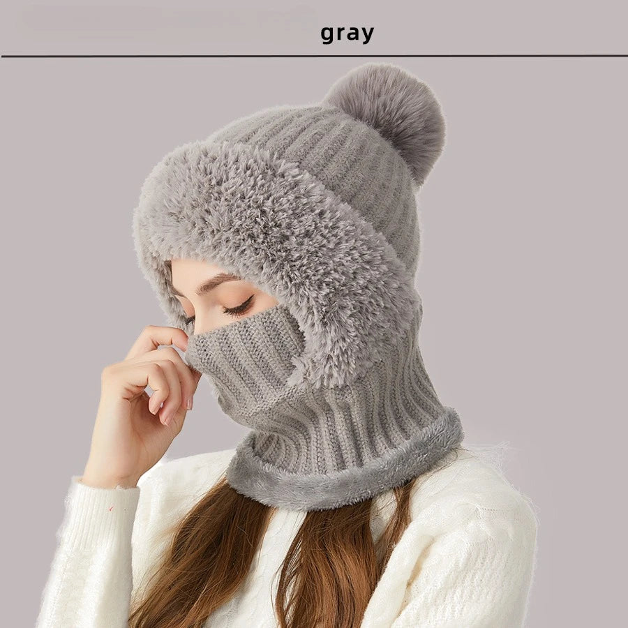 Windproof Thermal Fleece Ski Mask and Hat Set - 16