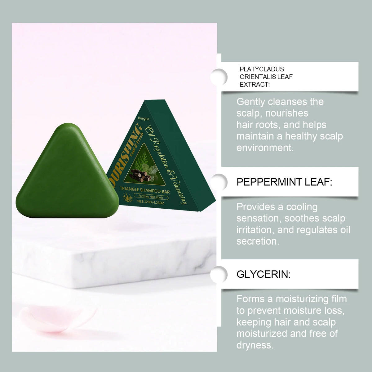 Herbal Triangle Hair Growth Shampoo Bar for Oil Control and Repair