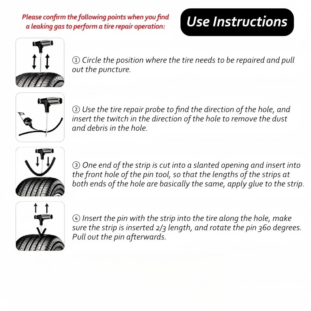 Emergency Car Tire Repair Kit for Roadside Punctures