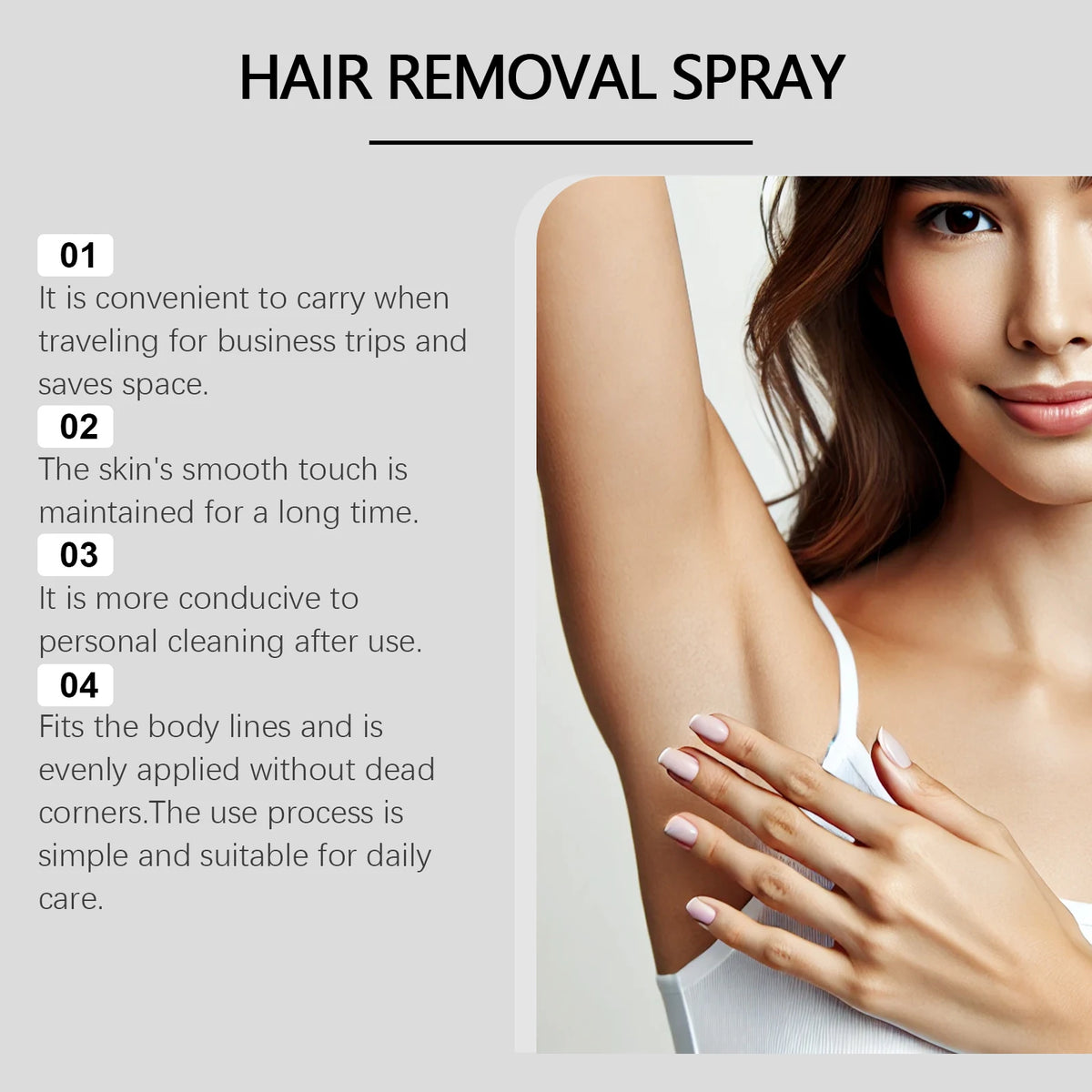 Painless Gentle Hair Removal Spray for Body and Underarms