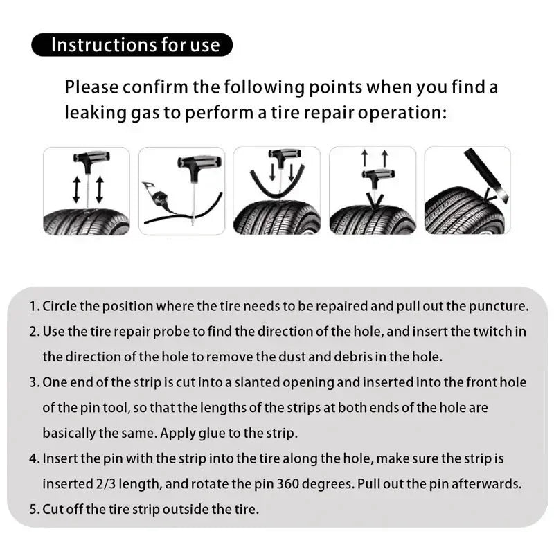 Emergency Car and Motorcycle Tubeless Tire Repair Kit