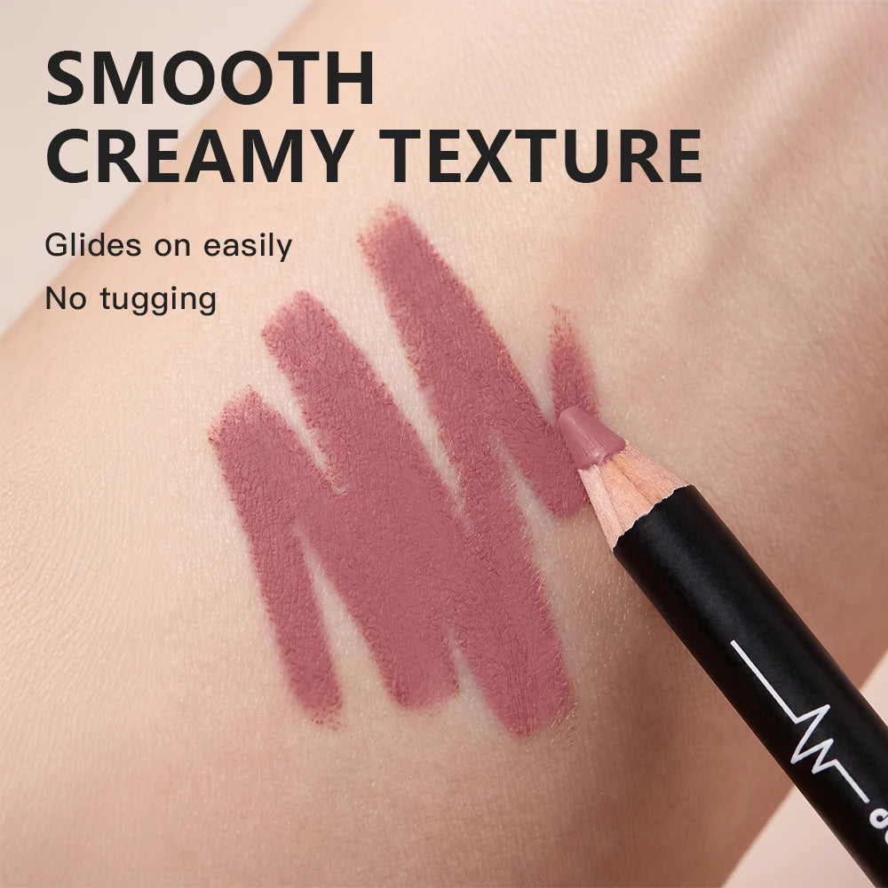 12-Piece Waterproof Semi-Matte Lip Liner Pencil Set - 12