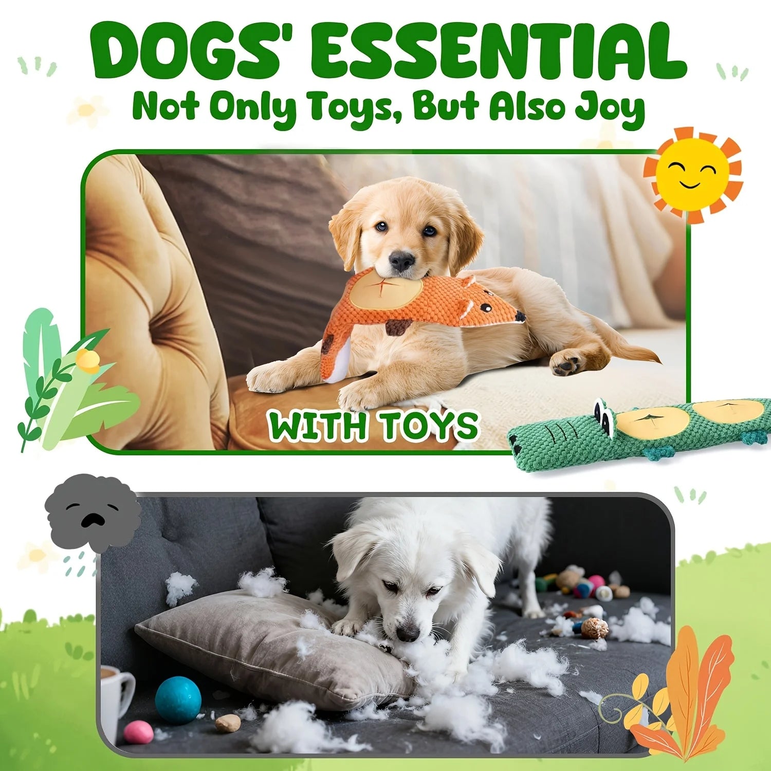 Interactive Squeaky Plush Dog Toy for Treat Hiding - 5