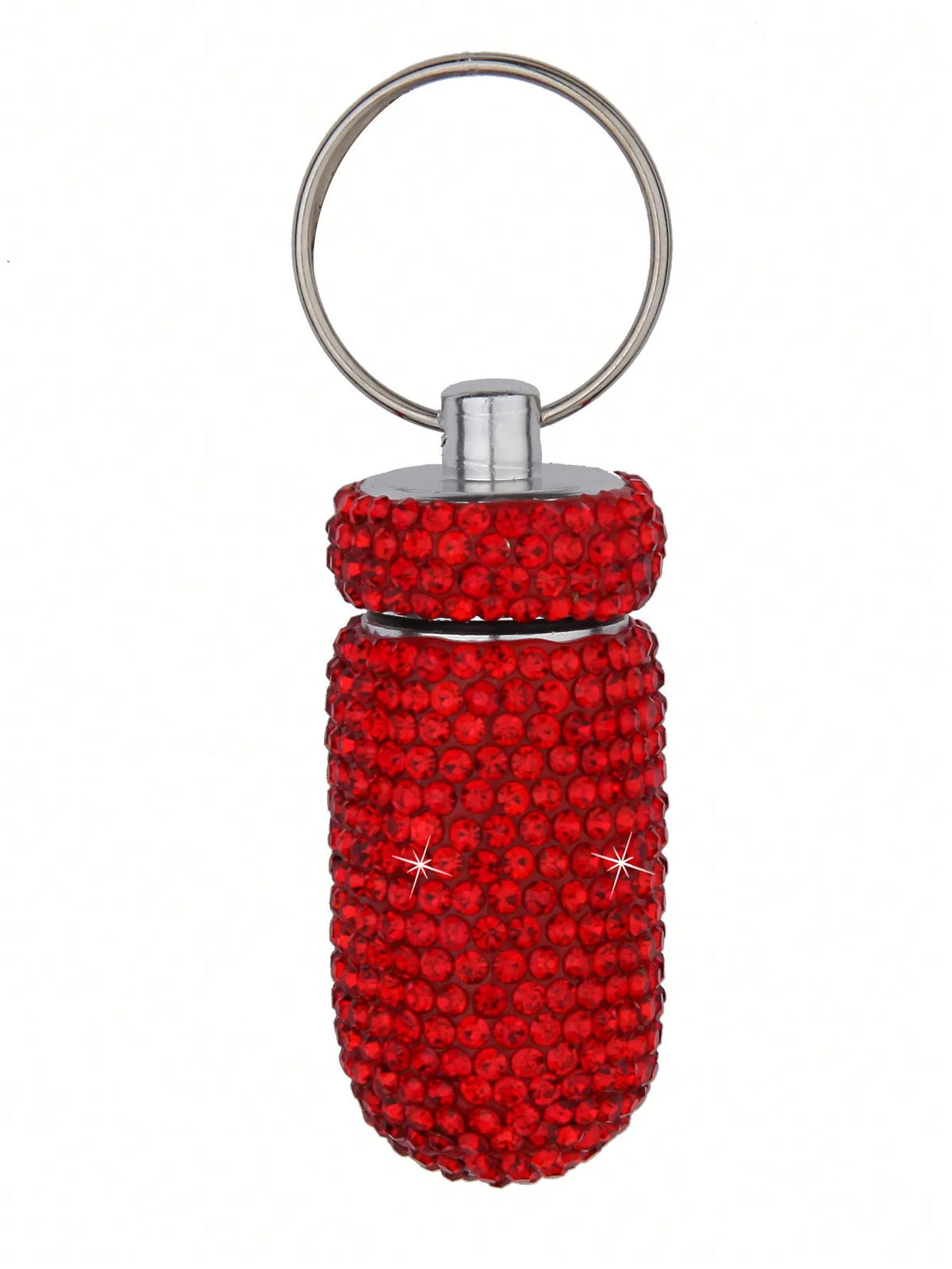 Waterproof Rhinestone Keychain Pill Holder Case