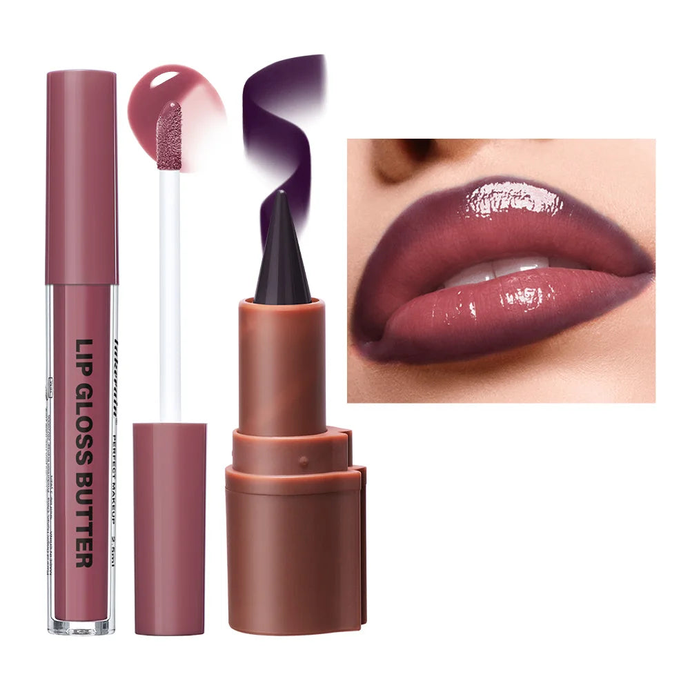 Hydrating Lip Liner and Lip Gloss Makeup Set