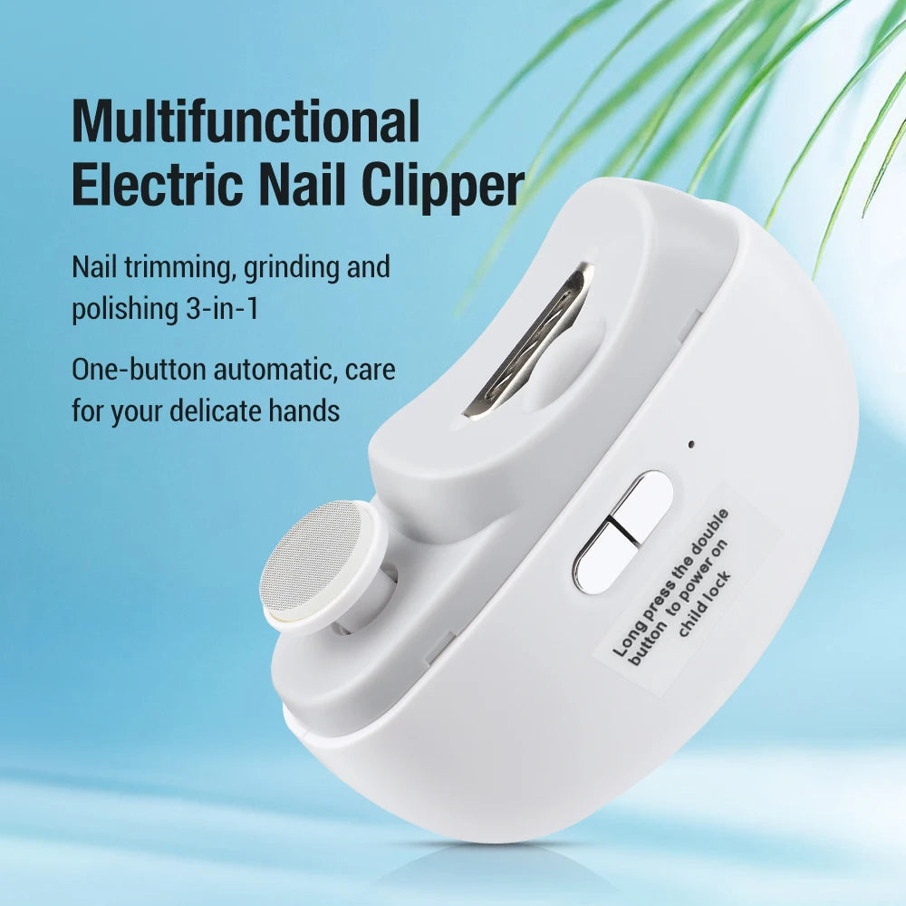 Electric Automatic Nail Clipper and Polisher with LED Light