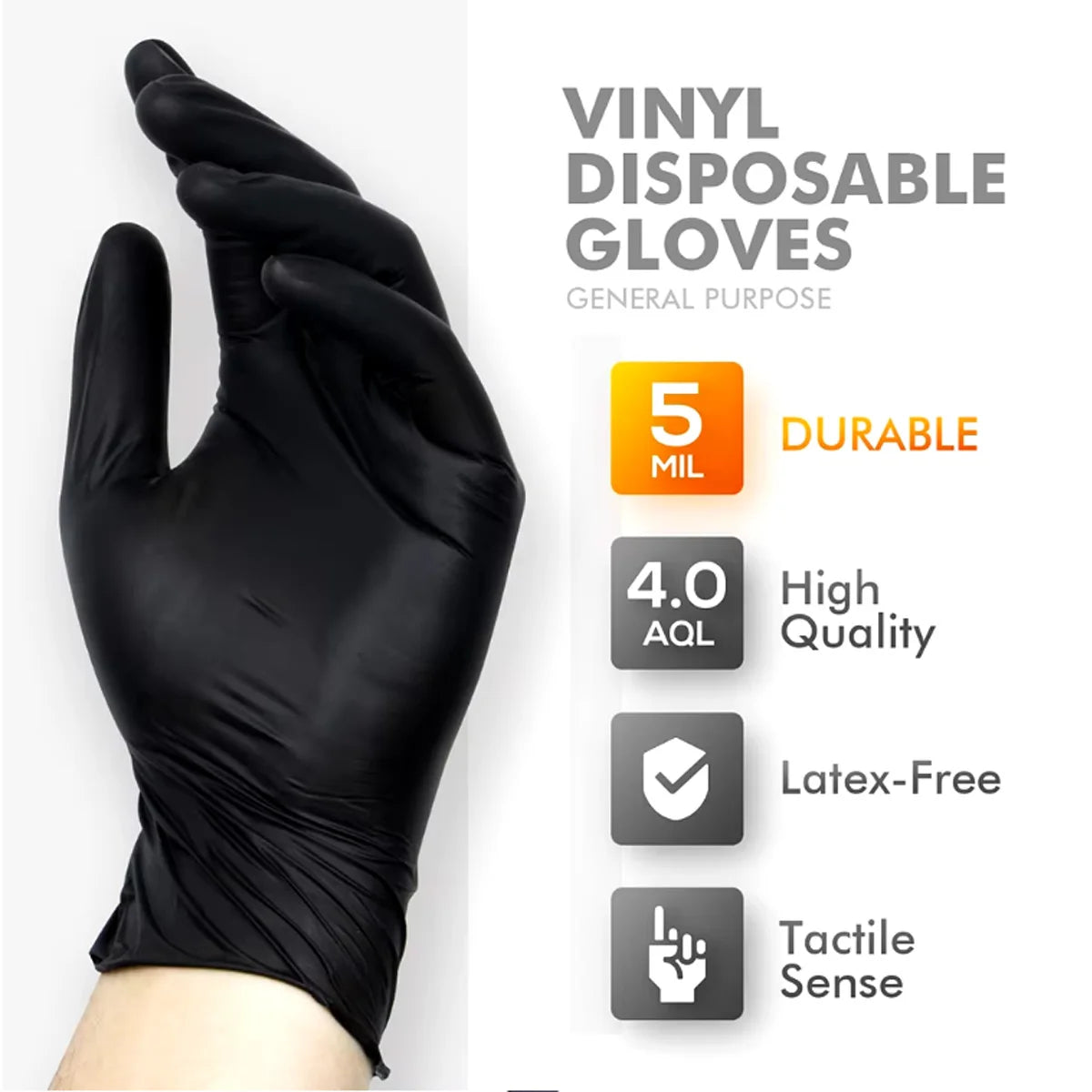 Heavy Duty Black Nitrile Disposable Gloves Powder Free Multipurpose - 3