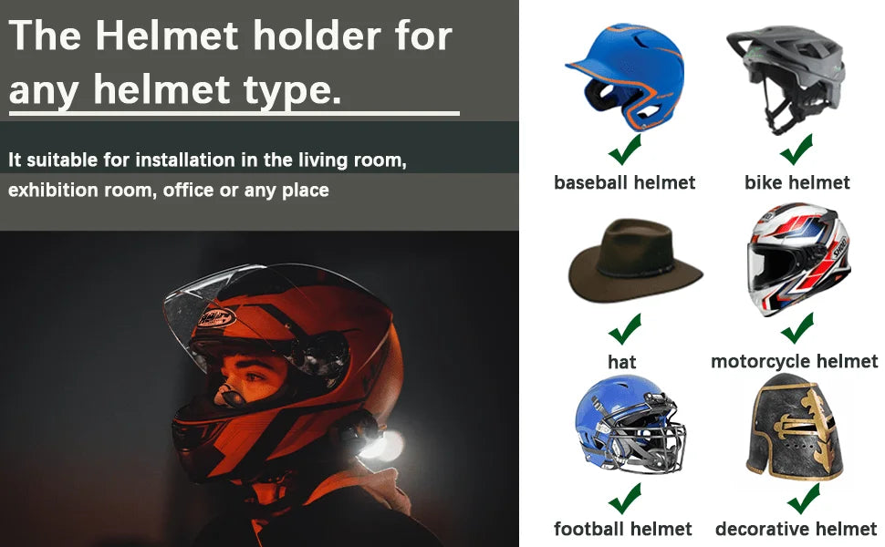 180° Rotating Wall-Mounted Helmet Rack for Motorcycle and Sports Gear