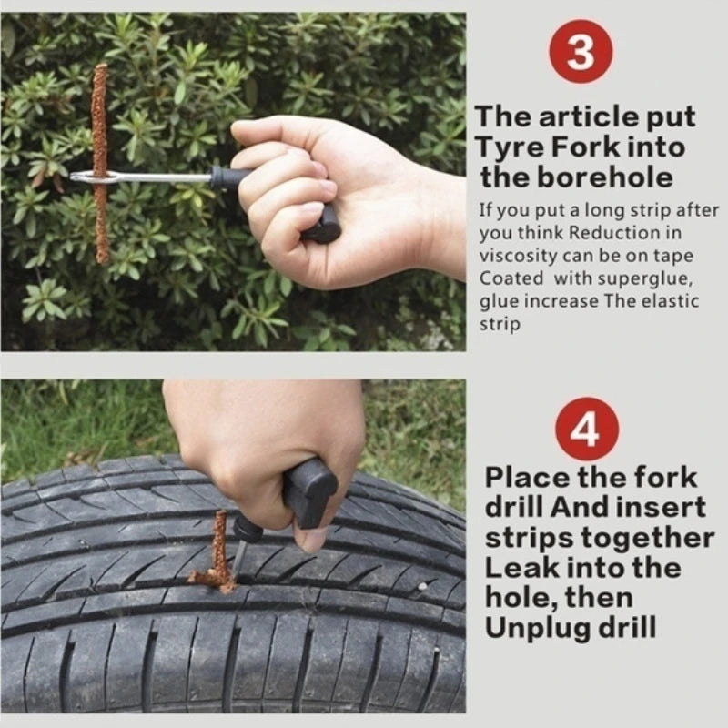 Tubeless Tire Repair Rubber Plugs for Emergency Flat Fixes - 10