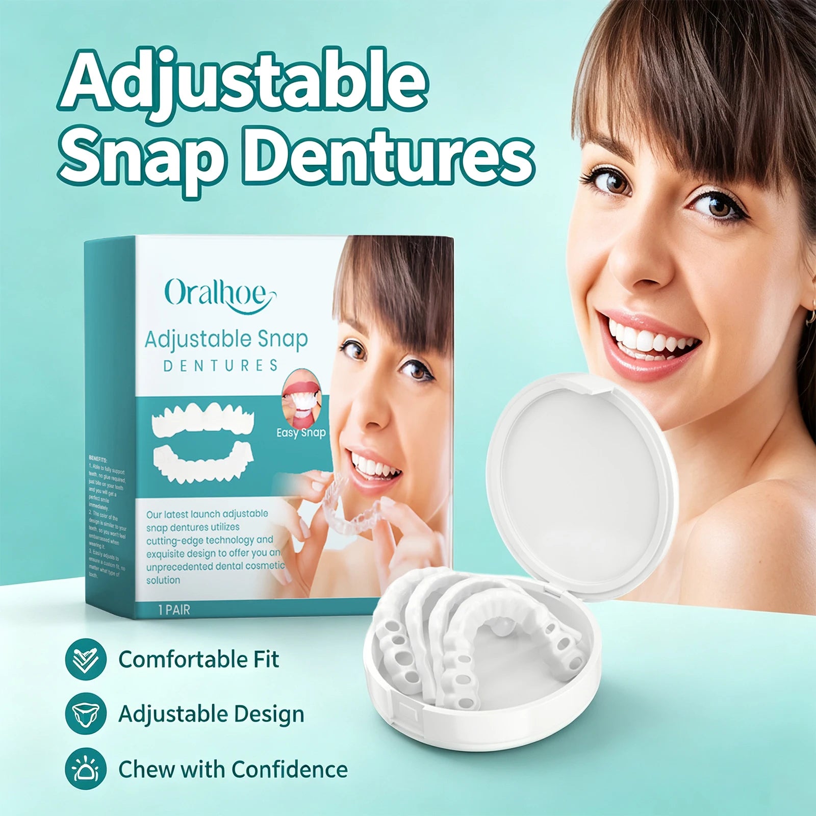 Adjustable Snap-On Dentures for Instant Smile Repair - 1