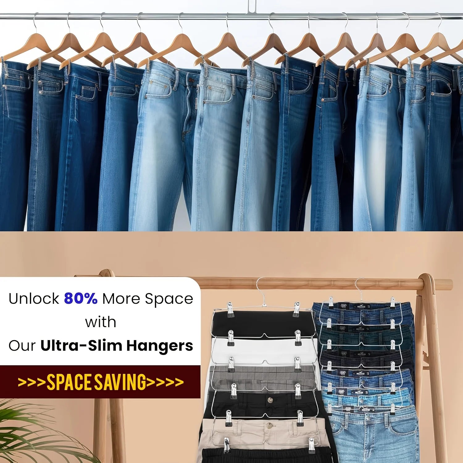 6-Tier Space Saving Skirt and Pant Hanger with Clips - 12