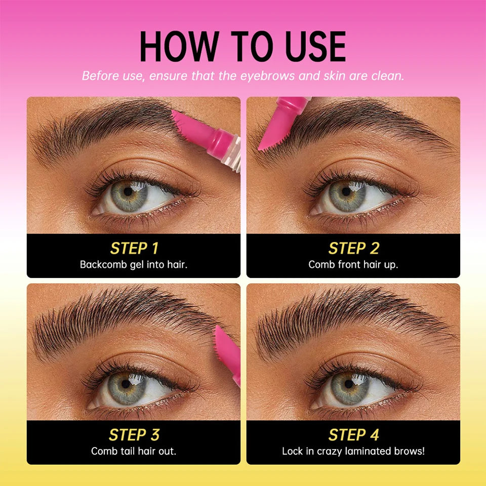 Long-Lasting Eyebrow Lamination Styling Gel with Built-in Comb