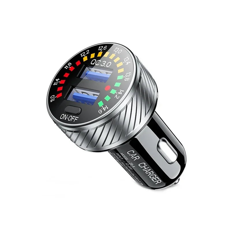 Dual USB Car Charger QC 3.0 Fast Charging Adapter with LED Voltmeter - 13