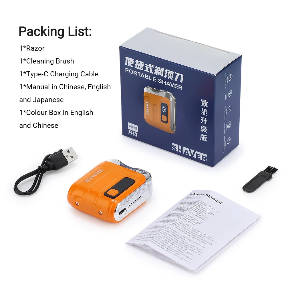 Portable Mini Electric Shaver with Digital Display - 18