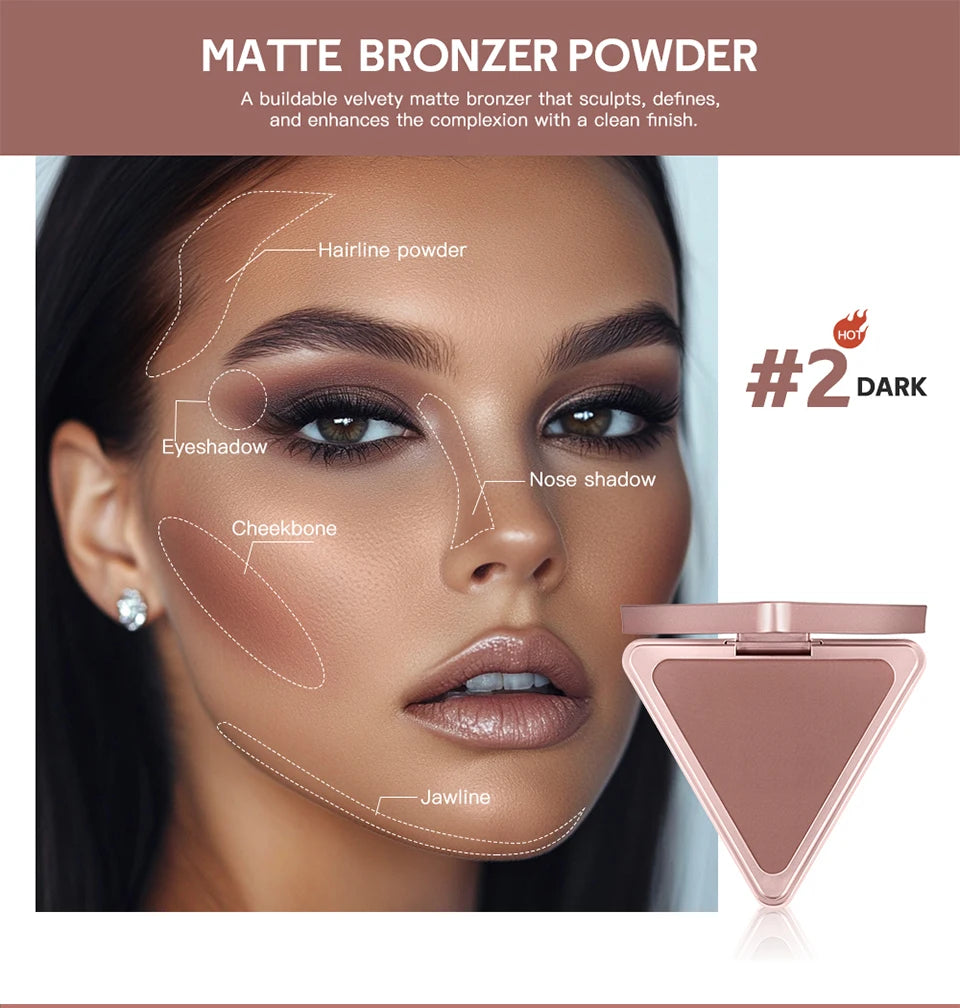 Matte Bronzer Powder for Face Contouring - 9