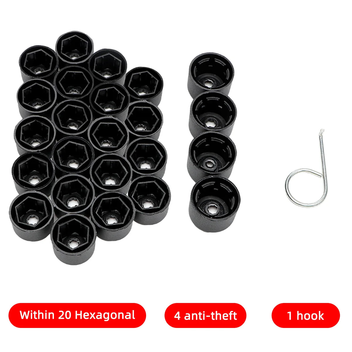 24PCS 17mm Car Wheel Nut Bolt Covers Hub Screw Protection Caps - 12