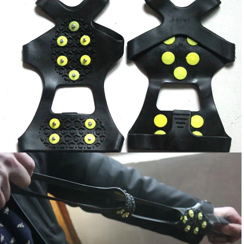 10 Stud Anti-Slip Ice Snow Shoe Cleats Traction Spikes Crampons Grips