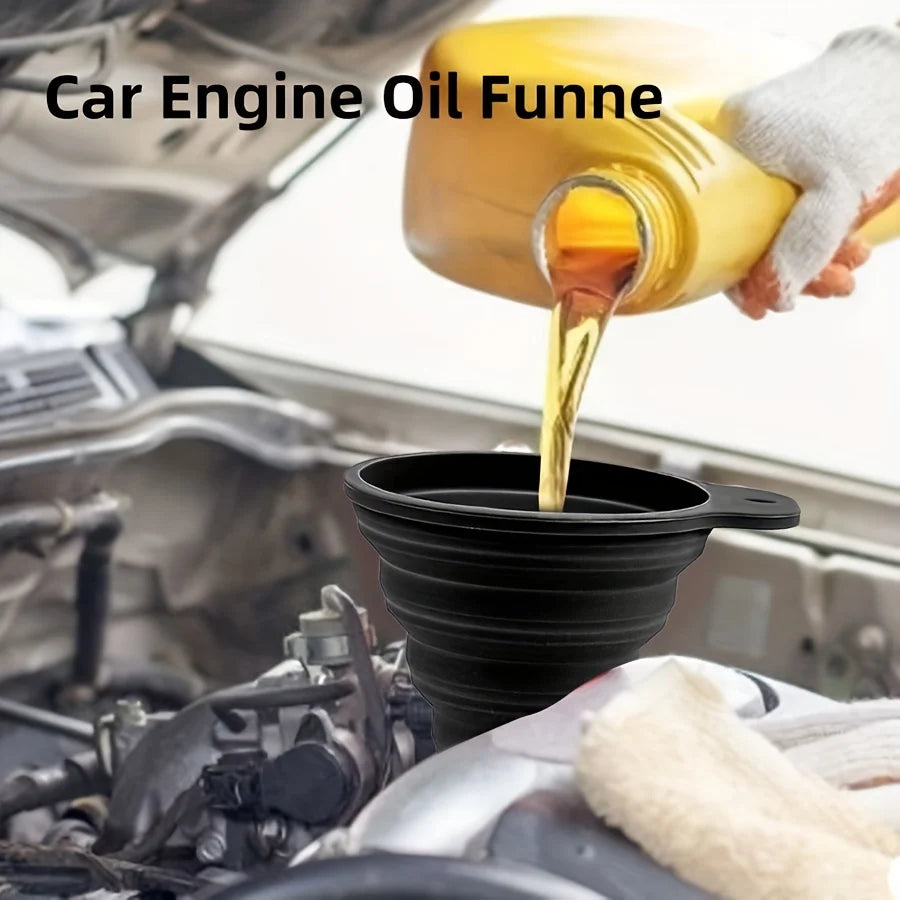Portable Foldable Silicone Funnel for Car Oil and Fluid Changes - 3