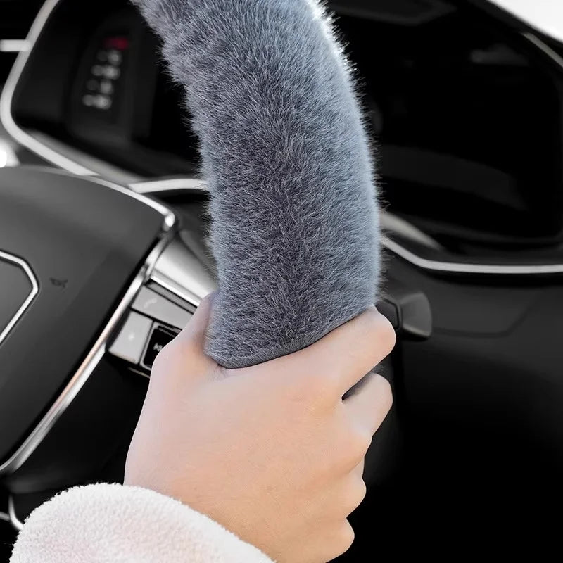 Winter Plush Retractable Steering Wheel Cover - 3