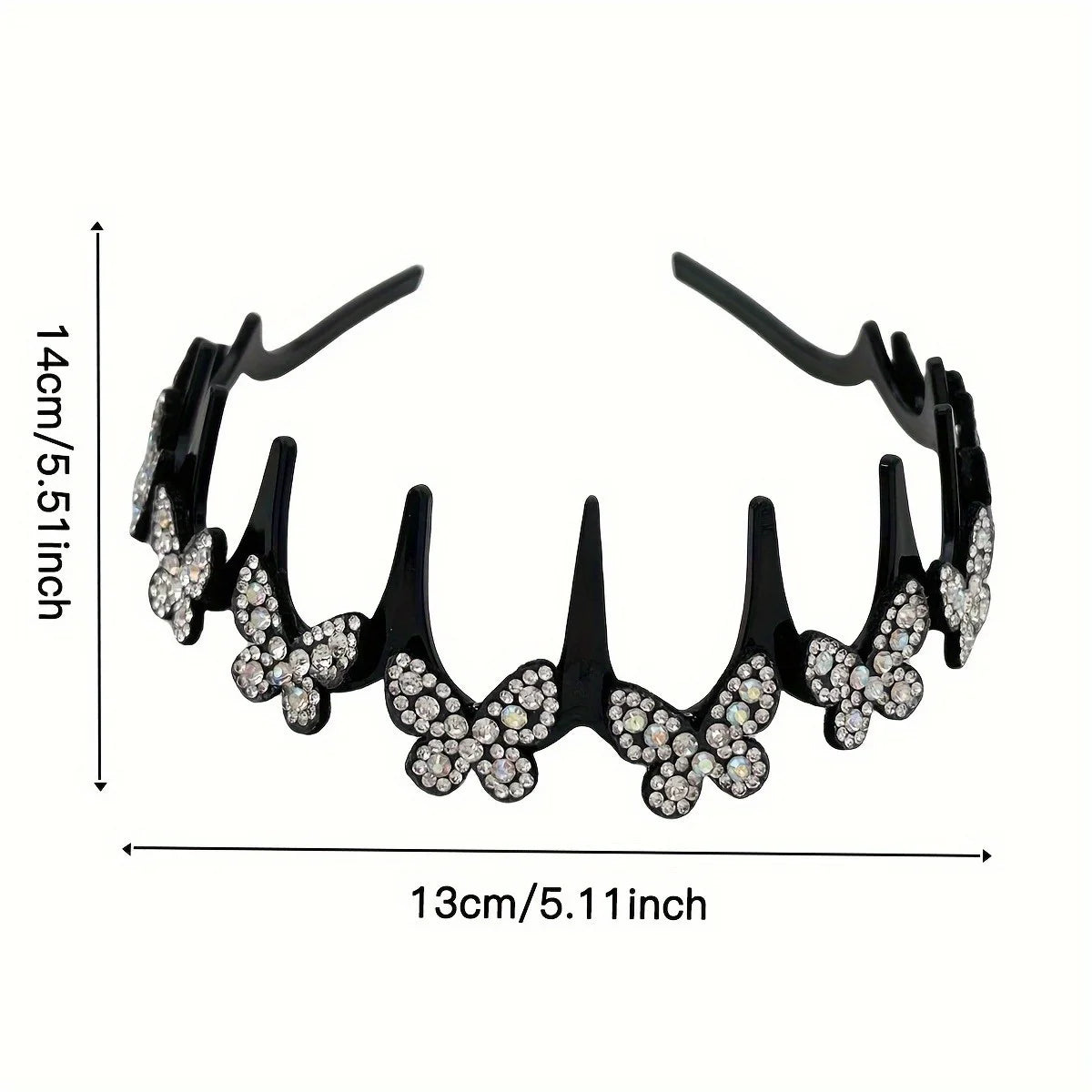 Rhinestone Butterfly Wavy Headband for Women