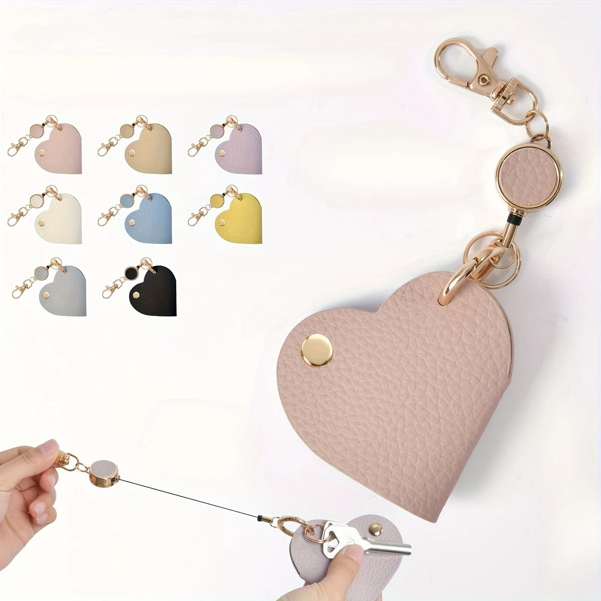 Heart-Shaped Retractable Keychain Wallet