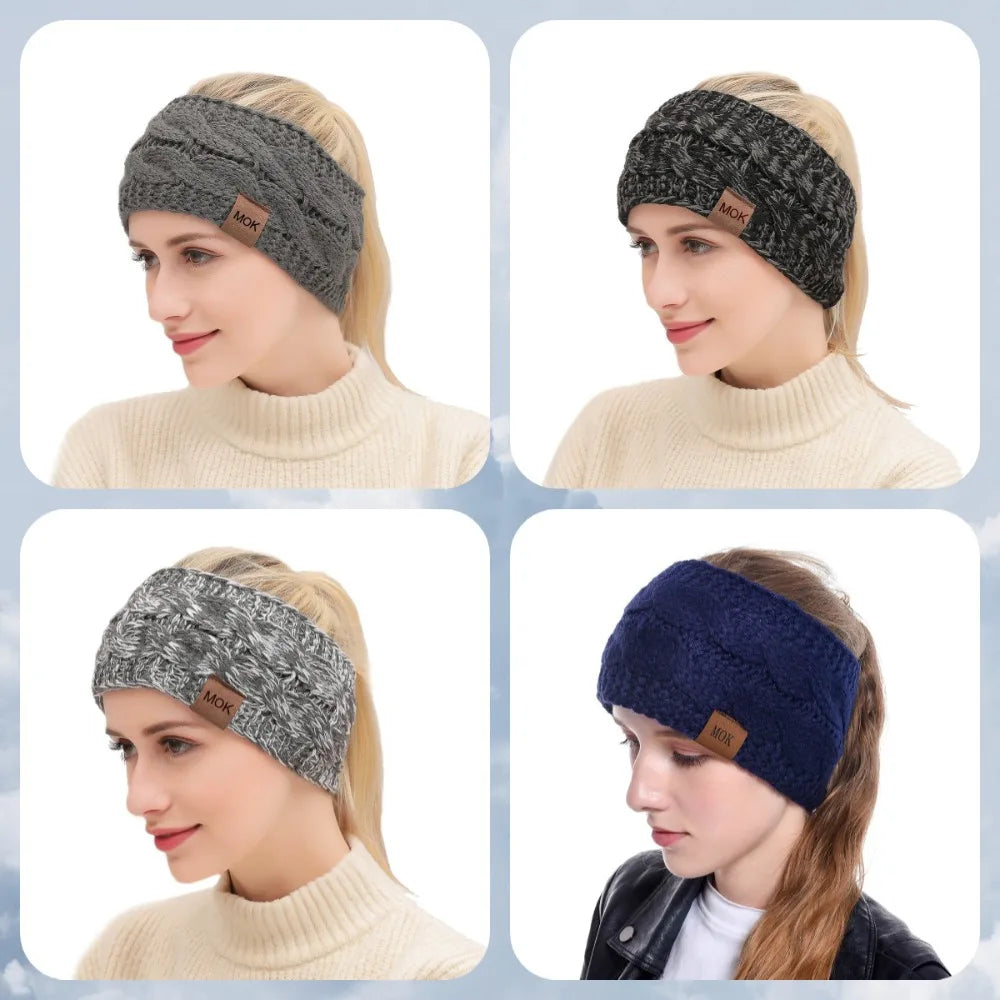 Women's Knitted Winter Headband Warm Thermal Ear Warmer Yoga Hairband - 3