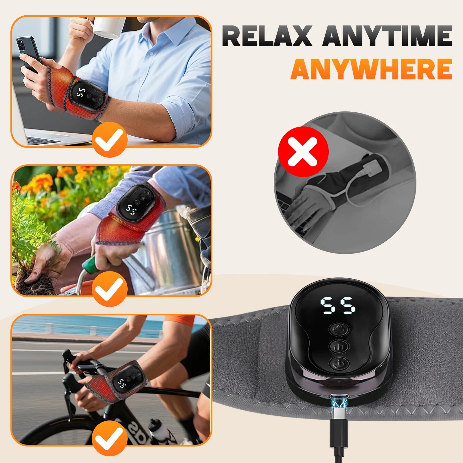 Cordless Vibration Ankle and Wrist Massage Wrap - 13