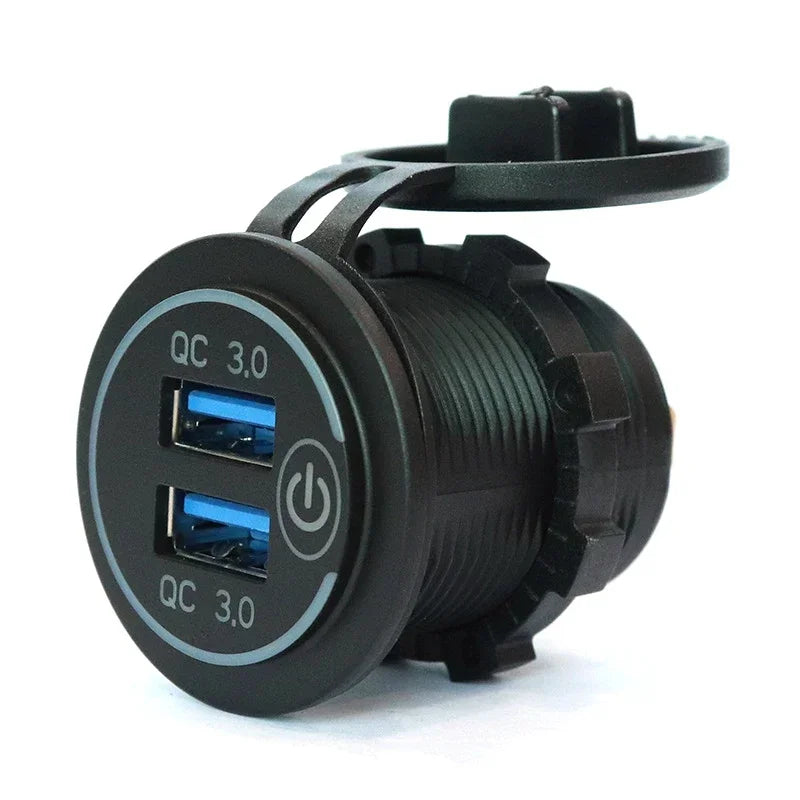 Dual USB Fast Car Charger Socket with Touch Switch