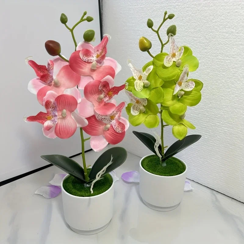 Artificial Orchid Flower Arrangement with Vase - 11