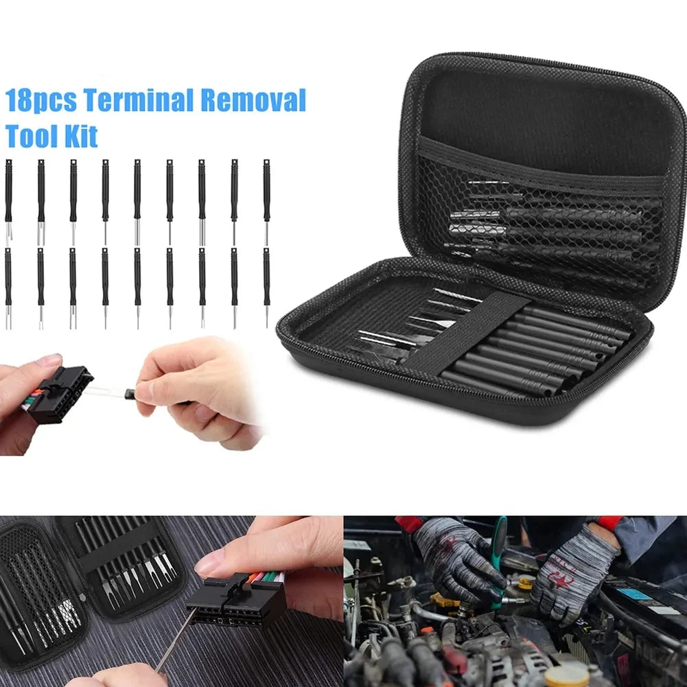 18pc Car Terminal Removal Tool Kit Electrical Wire Pin Extractor Set - 2